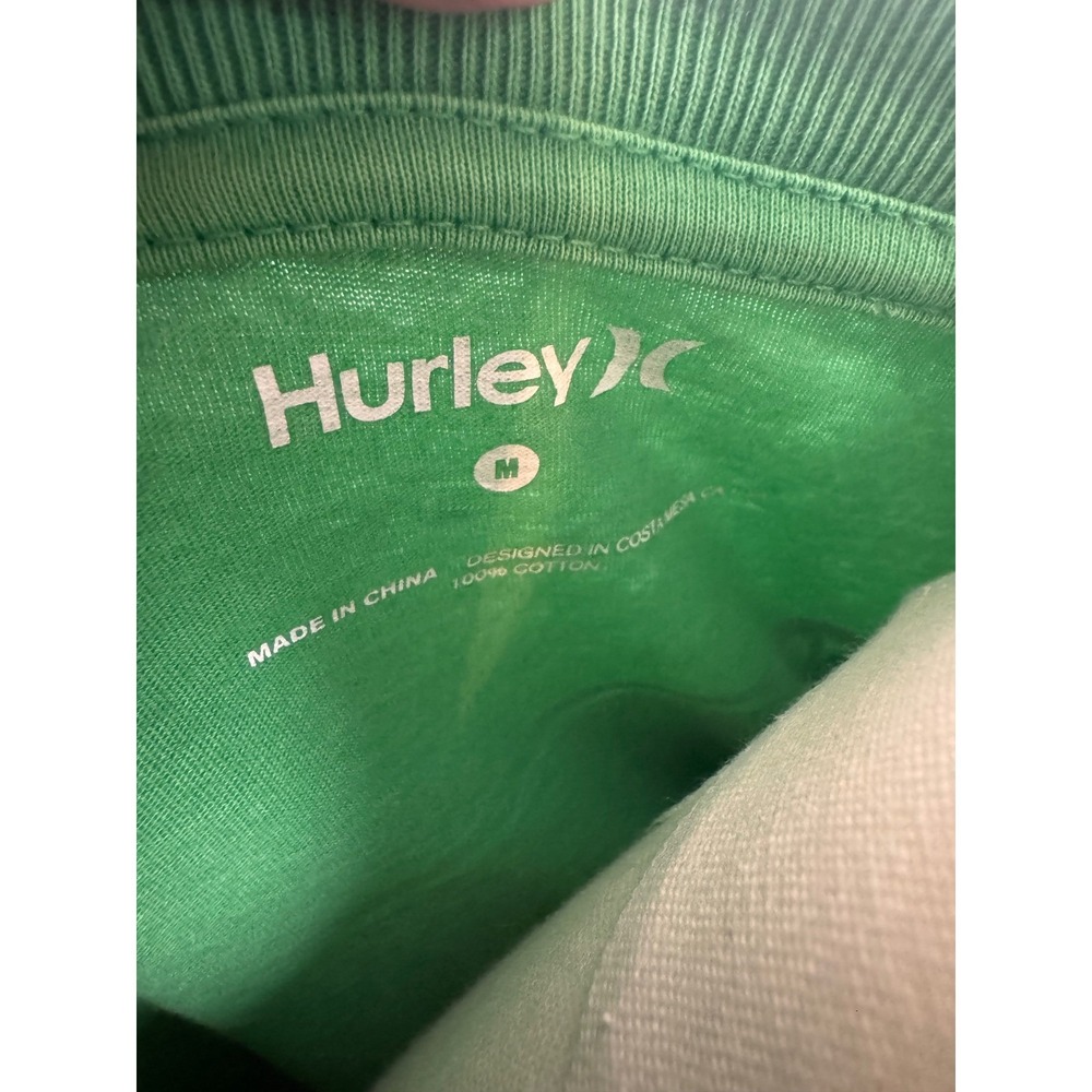 Hurley Graphic T-Shirt Men Medium Green Excellent Surf Retro Sunset Floral Tee - Picture 4 of 7